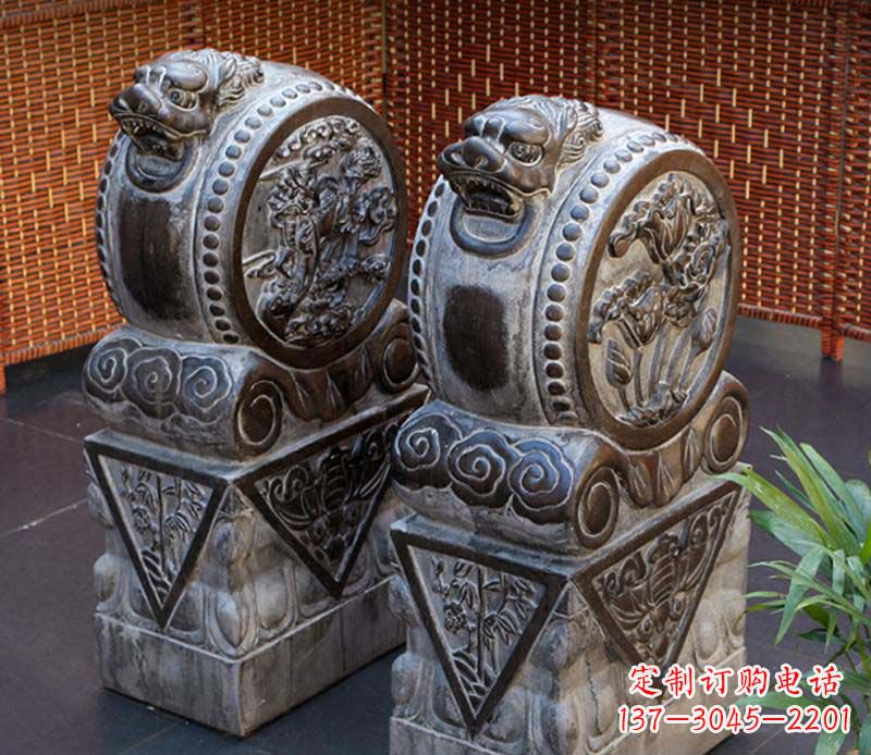 辽阳仿古石门墩雕塑,提升茶楼景观