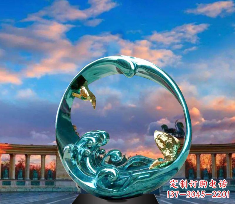 辽阳城市之环不锈钢彩银雕塑