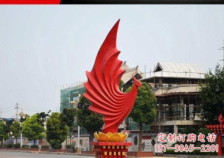 辽阳城市的至高象征——不锈钢凤凰雕塑