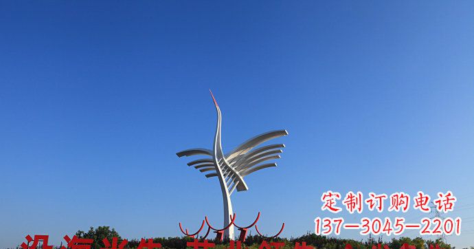 辽阳城市抽象不锈钢仙鹤雕塑