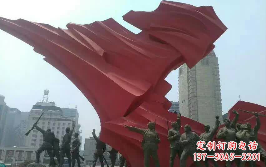 辽阳城市大型不锈钢红军人物雕塑