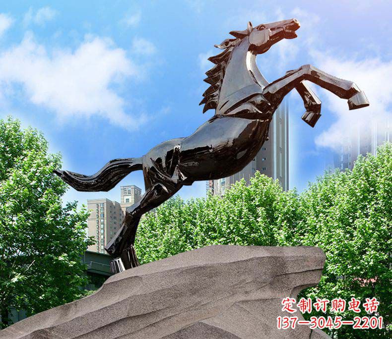 辽阳城市镜面不锈钢奔马雕塑