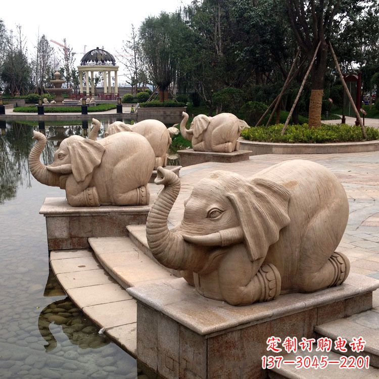 辽阳池塘喷水大象雕塑