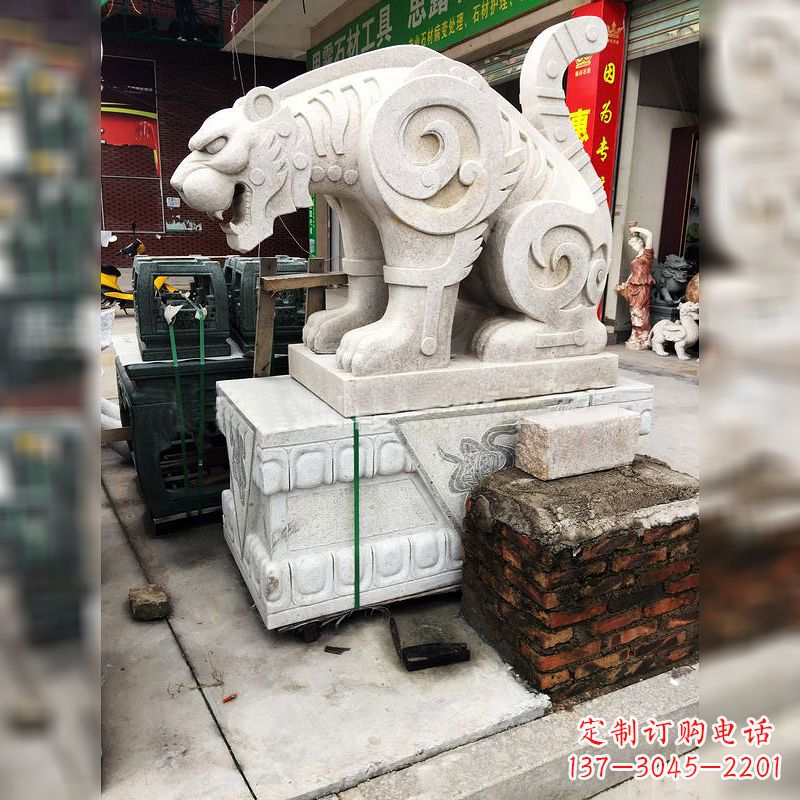 辽阳抽象豹子石雕-大理石广场大门动物雕塑