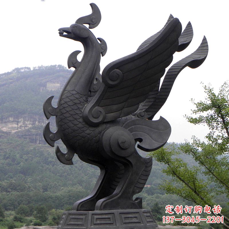 辽阳抽象凤凰铜雕-景区景点上古神兽动物景观雕塑