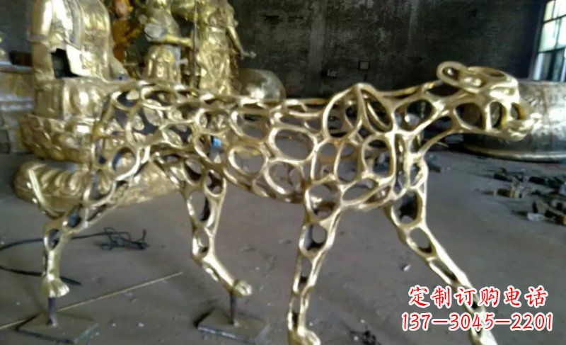 辽阳抽象金钱豹公园动物铜雕 (3)