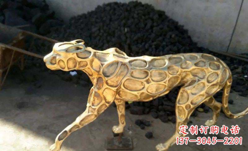 辽阳抽象金钱豹公园动物铜雕