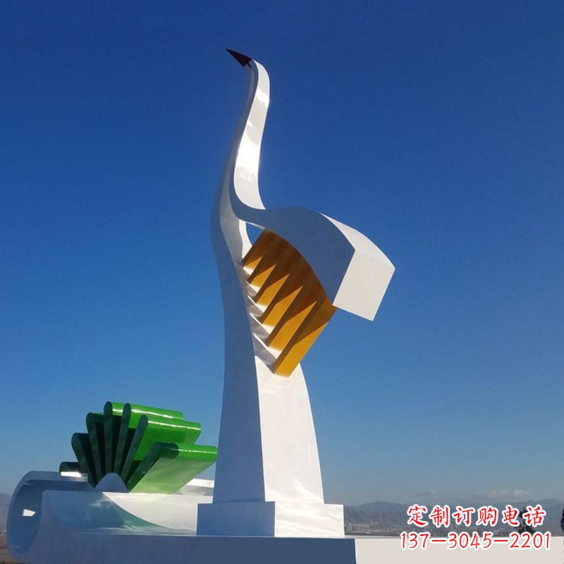 辽阳抽象仙鹤不锈钢景观雕塑