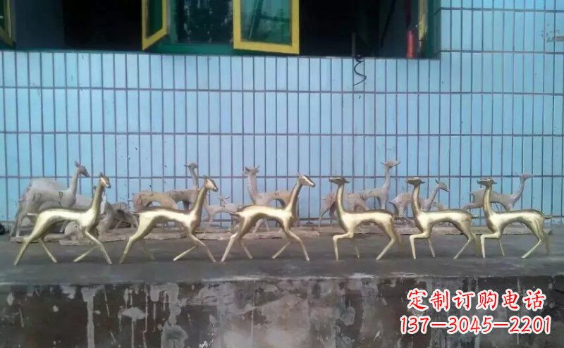 辽阳抽象小鹿公园动物铜雕