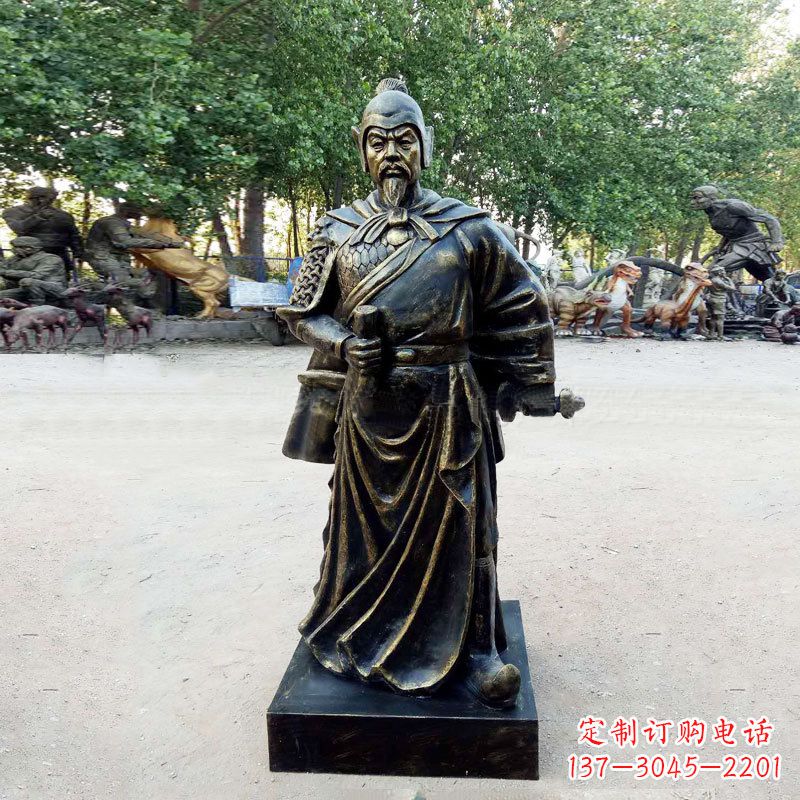 辽阳初唐名将历史著名人物李靖玻璃钢仿铜雕塑像