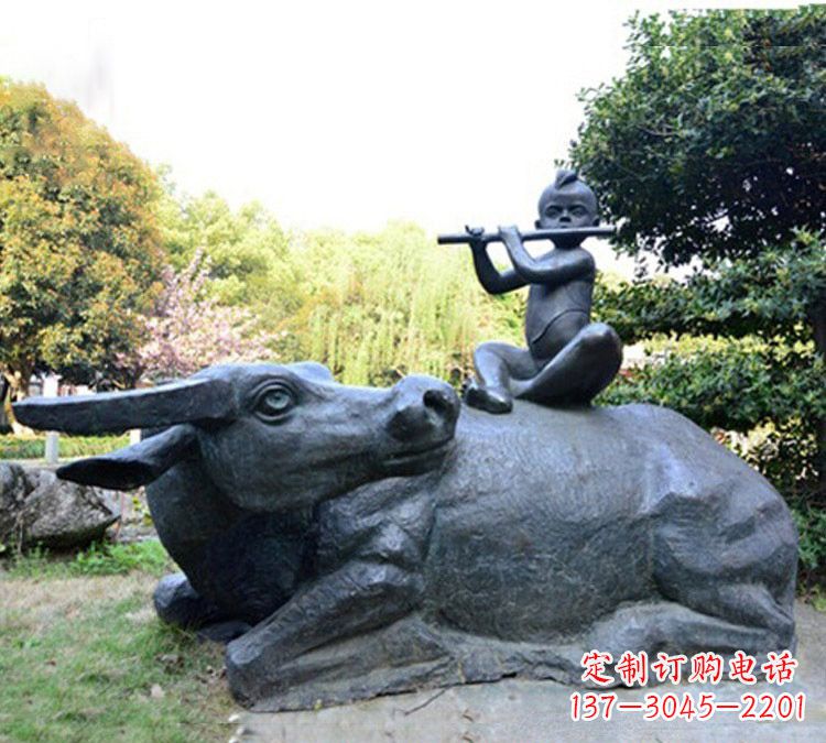辽阳吹笛牧童黄牛铜雕