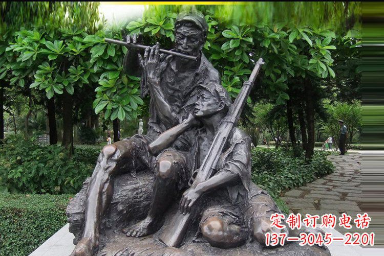 辽阳吹笛子的红军战士公园人物铜雕雕塑