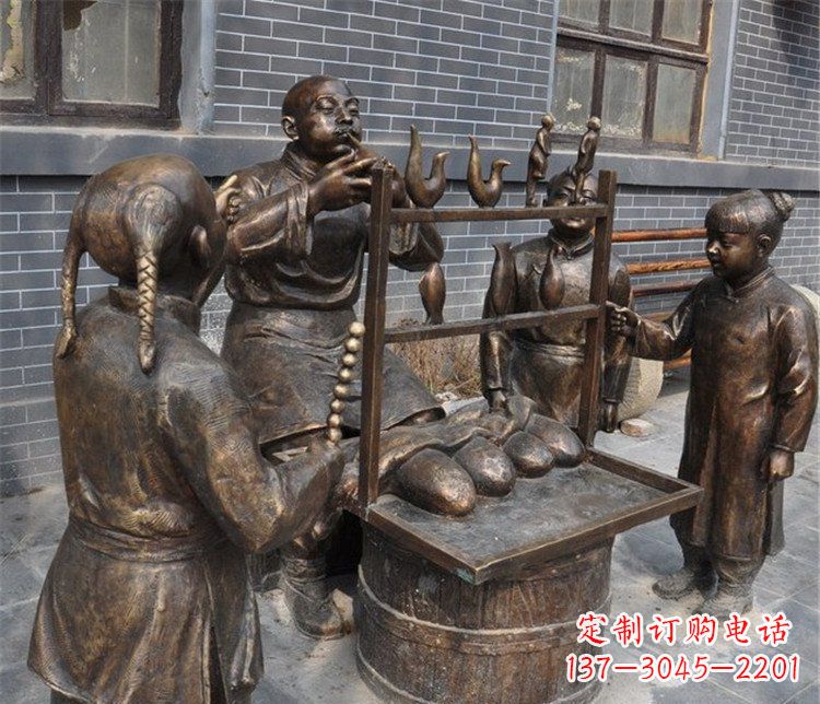辽阳吹糖人街边小品铜雕雕塑