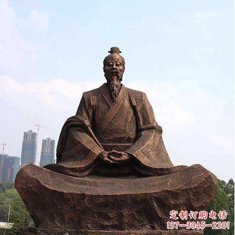 辽阳纯铜葛洪盘坐雕塑-景区园林历史医学人物雕像