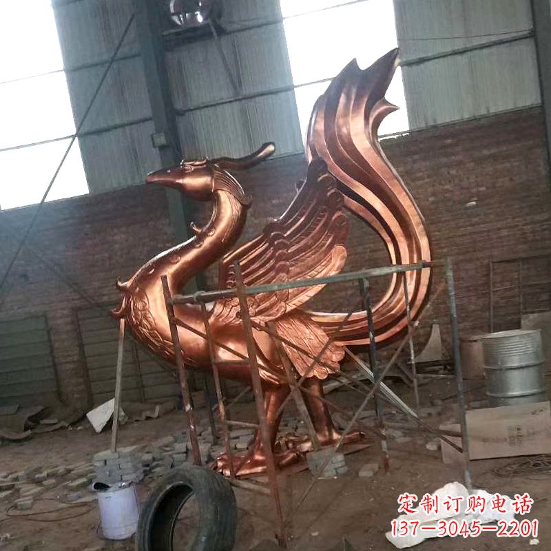 辽阳朱雀神兽纯铜陵光神君雕塑