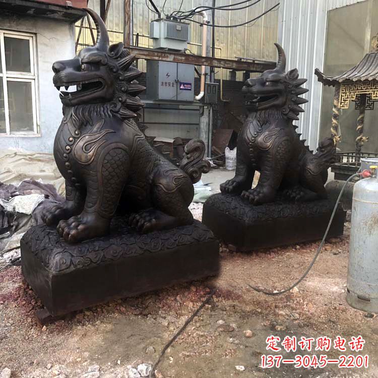 辽阳精美纯铜獬豸雕塑中国古代神兽雕刻之美