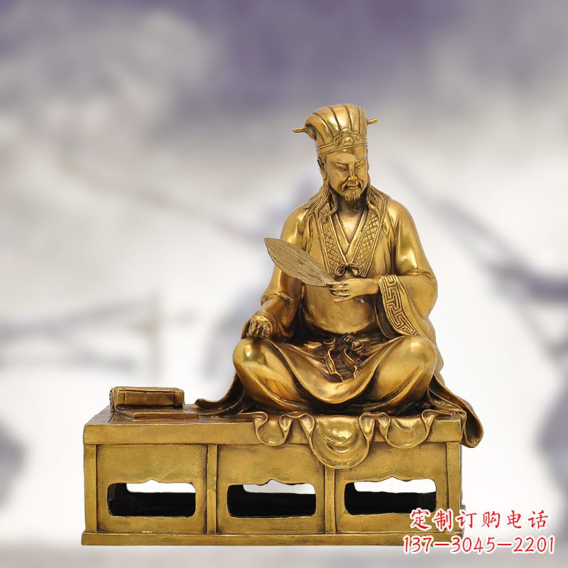 辽阳纯铜诸葛亮雕塑象征中国智慧