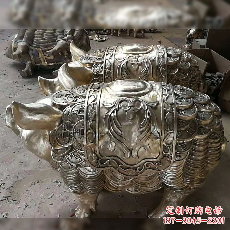 辽阳纯铜铸造猪铜雕-招财生肖动物风水雕塑
