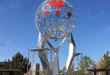 辽阳城市之星——不锈钢地球仪雕塑