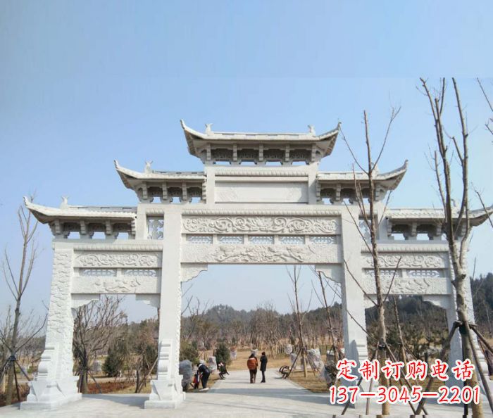 辽阳村口三门石雕牌楼 (6)