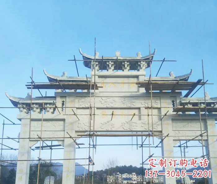 辽阳大理石三门牌坊雕塑