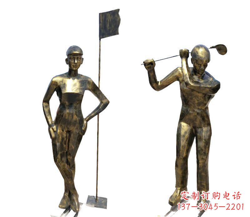 辽阳打高尔夫人物广场景观铜雕摆件