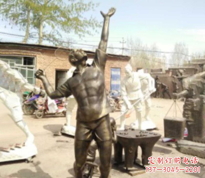 辽阳打羽毛球公园人物铜雕
