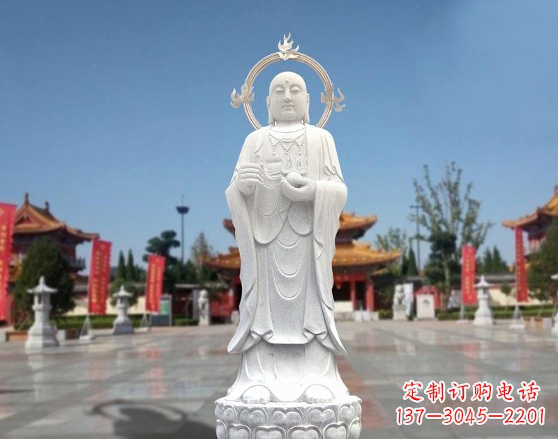 辽阳大理石地藏菩萨雕塑象征佛法的传承