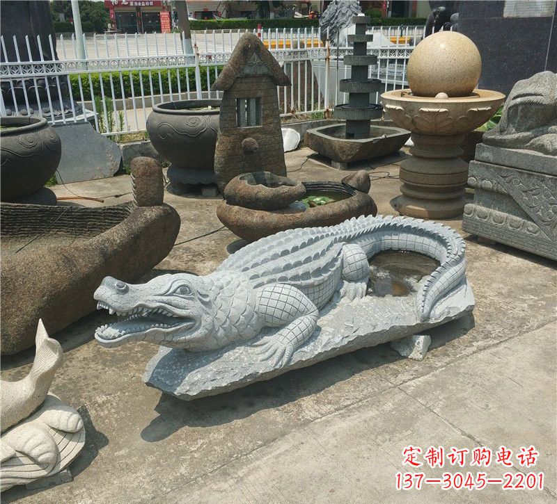 辽阳动物雕塑大理石鳄鱼