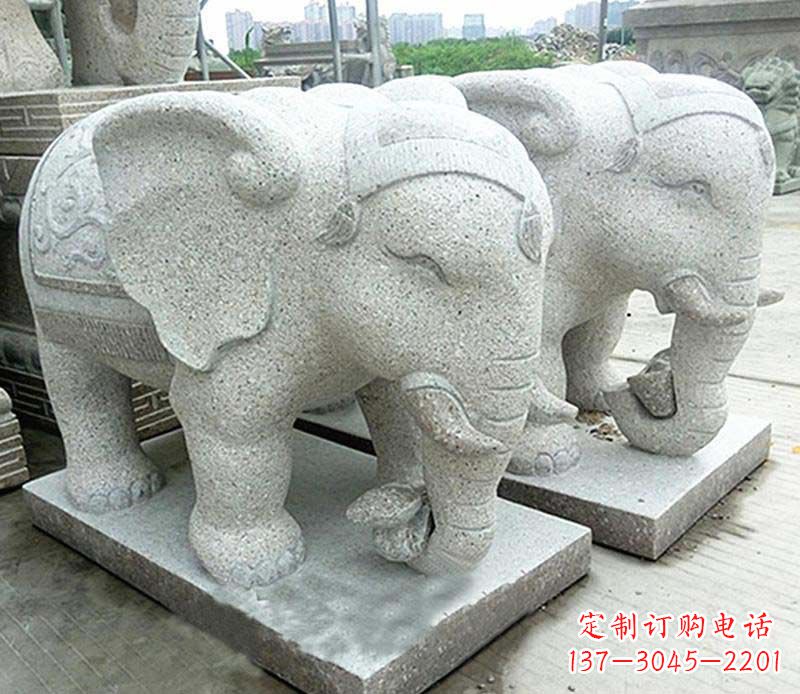 辽阳大理石制作的精美招财大象雕塑