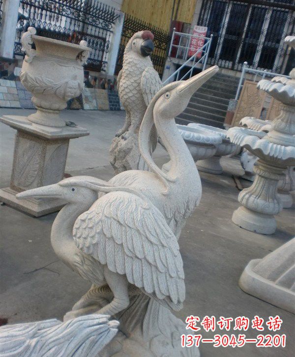 辽阳中领雕塑仙鹤石雕