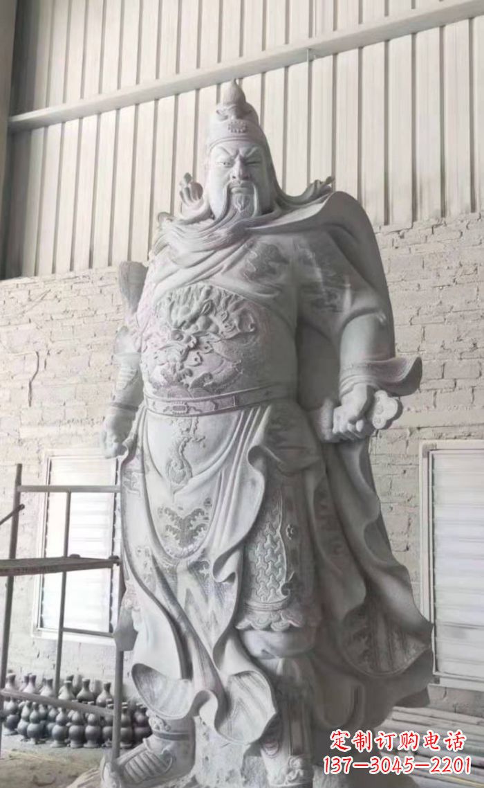 辽阳大理石关公雕塑,精美绝伦