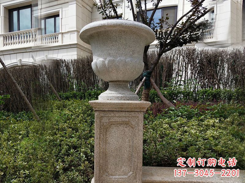 辽阳大理石花钵小区花盆石雕艺术品