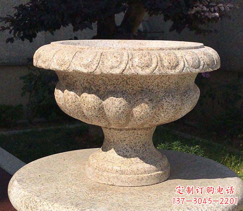 辽阳大理石花钵公园花盆石雕