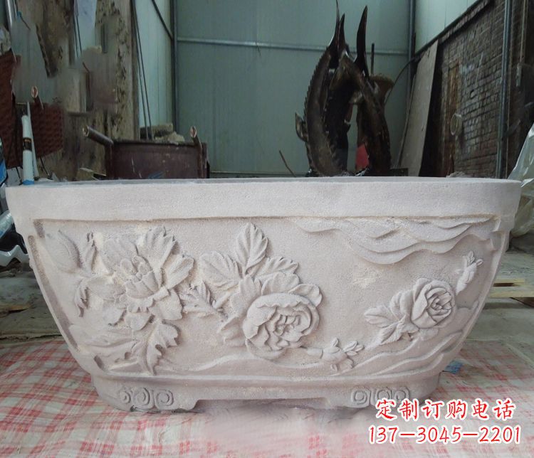 辽阳精致大理石花盆雕塑