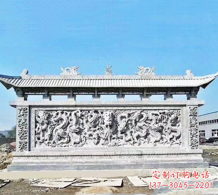 辽阳精美大理石九龙壁雕塑