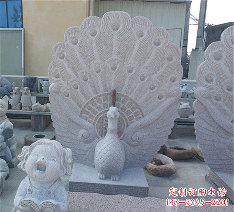 辽阳大理石孔雀开屏石雕