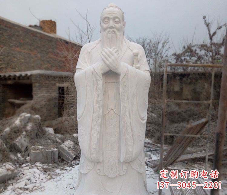 辽阳大理石孔子行教像古代名人石雕