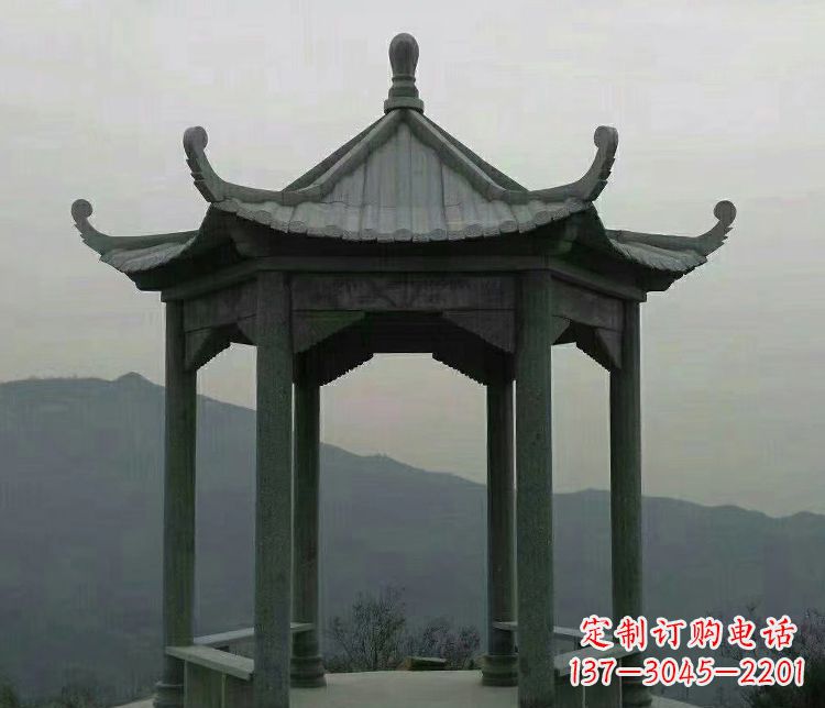 辽阳考究工艺,奢华大理石六角凉亭雕塑