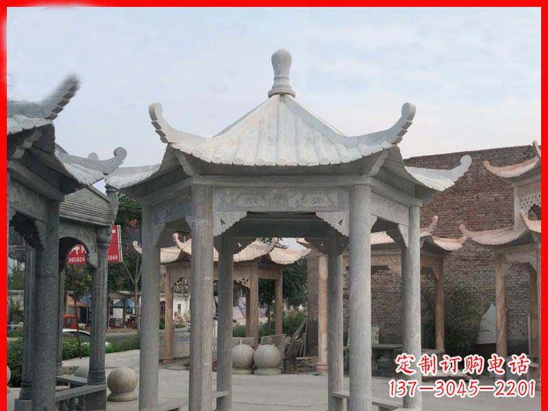 辽阳大理石六角凉亭公园石雕