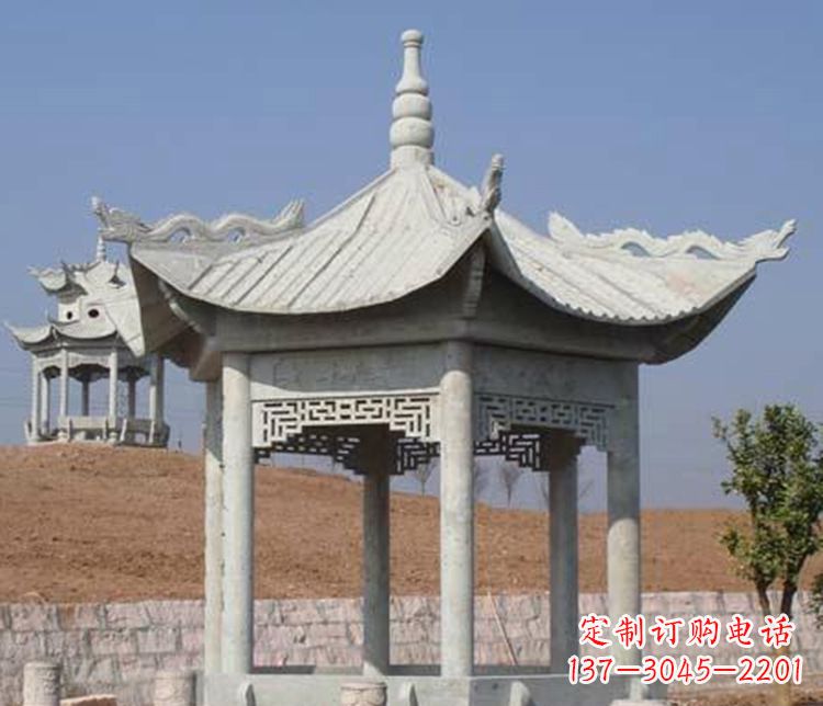 辽阳大理石六角凉亭石雕 (3)