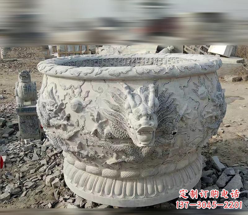 辽阳大理石龙浮雕水缸精美精致,让您的家居生活更加有意义