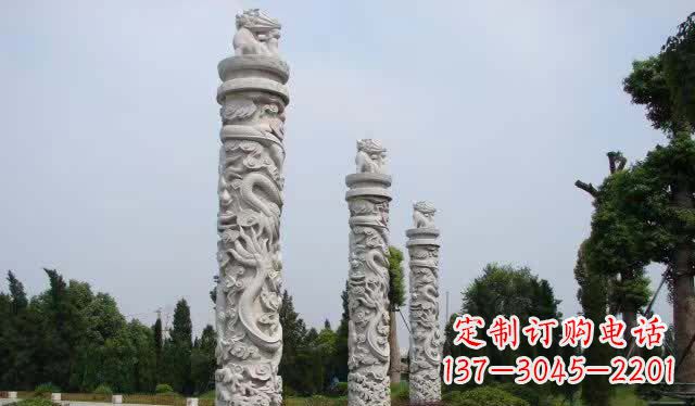 辽阳精美大理石龙柱雕塑