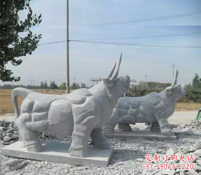 辽阳大理石多角度牛雕塑