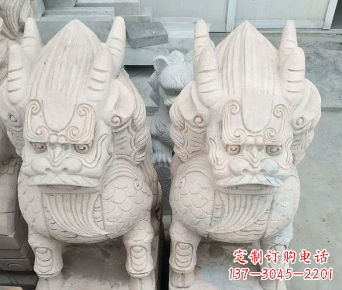 辽阳品质卓越的大理石麒麟古兽雕塑