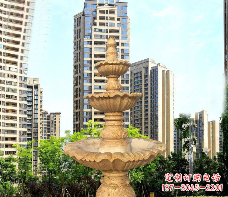 辽阳大理石三层喷泉公园石雕 (2)