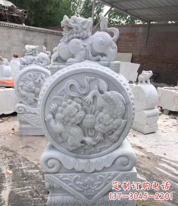 辽阳大理石狮子抱鼓石雕塑