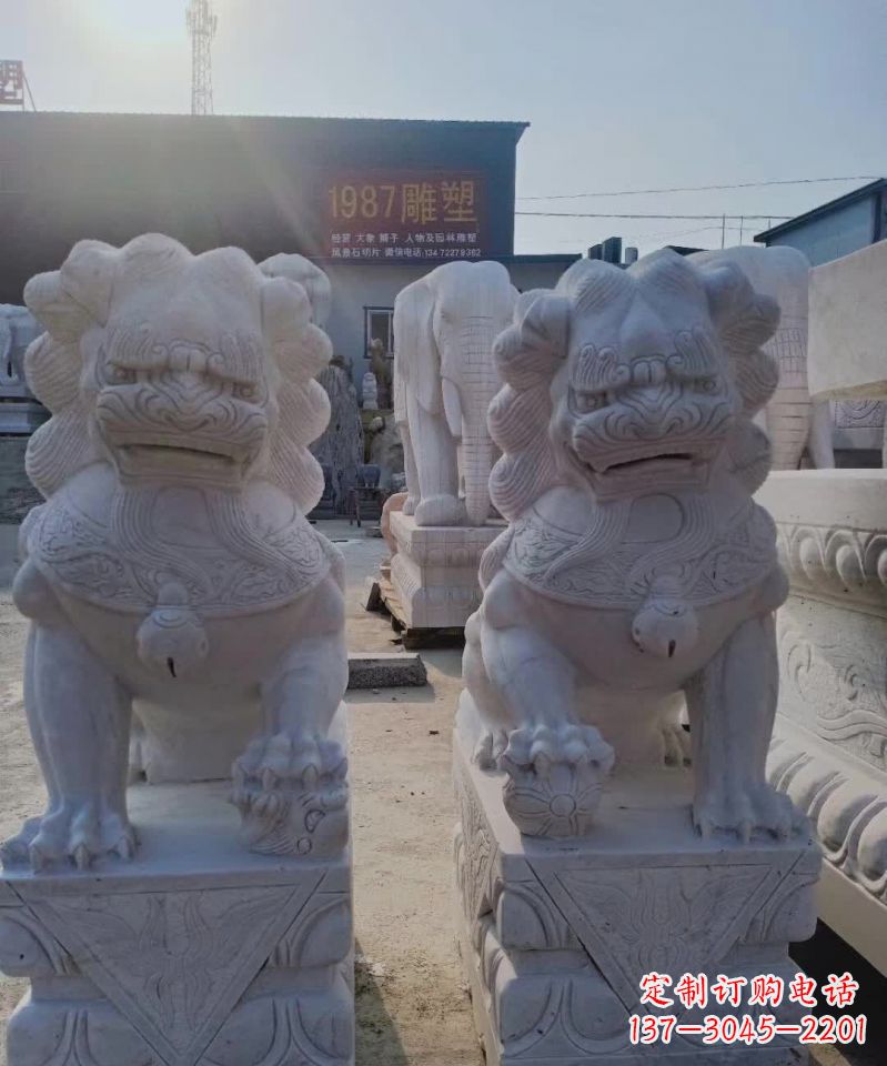 辽阳大理石狮子雕塑,象征威严