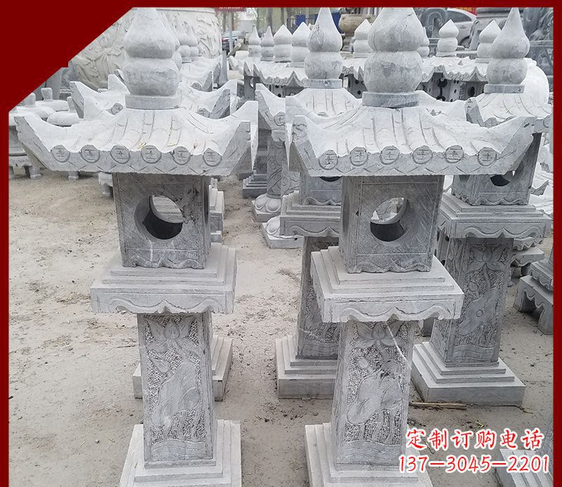 辽阳大理石石灯笼寺庙石雕 (2)