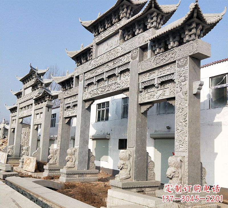 辽阳大理石石雕牌坊雕塑定制